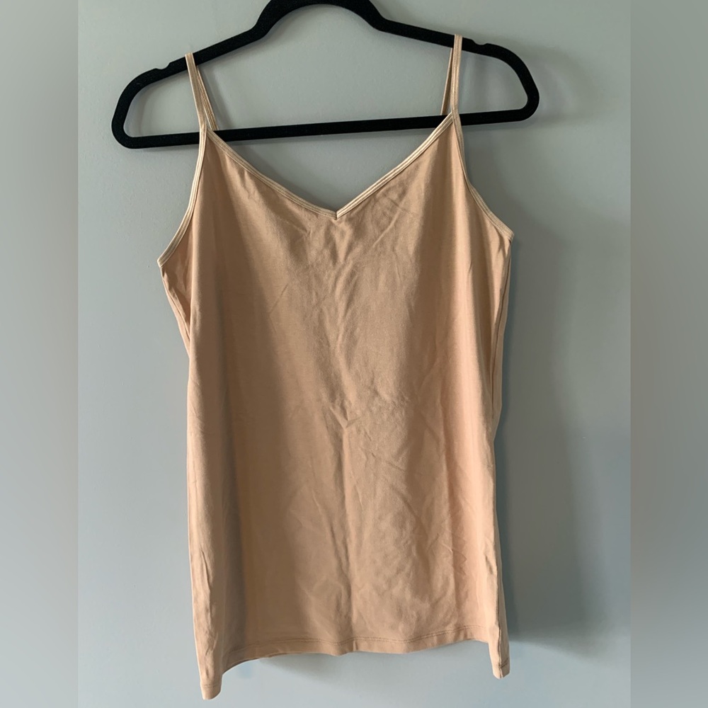 🌸cabi L Women's ‘Cafe Au Lait’ Spaghetti Strap Top/Camisole 95% cotton 5% spande
